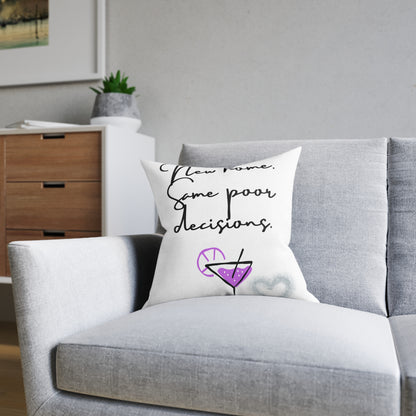 New Home, Same Poor Decisions Square Cushion | Cosy Home Decor, Fun Gift, Housewarming Present, Quirky Accent Cushion