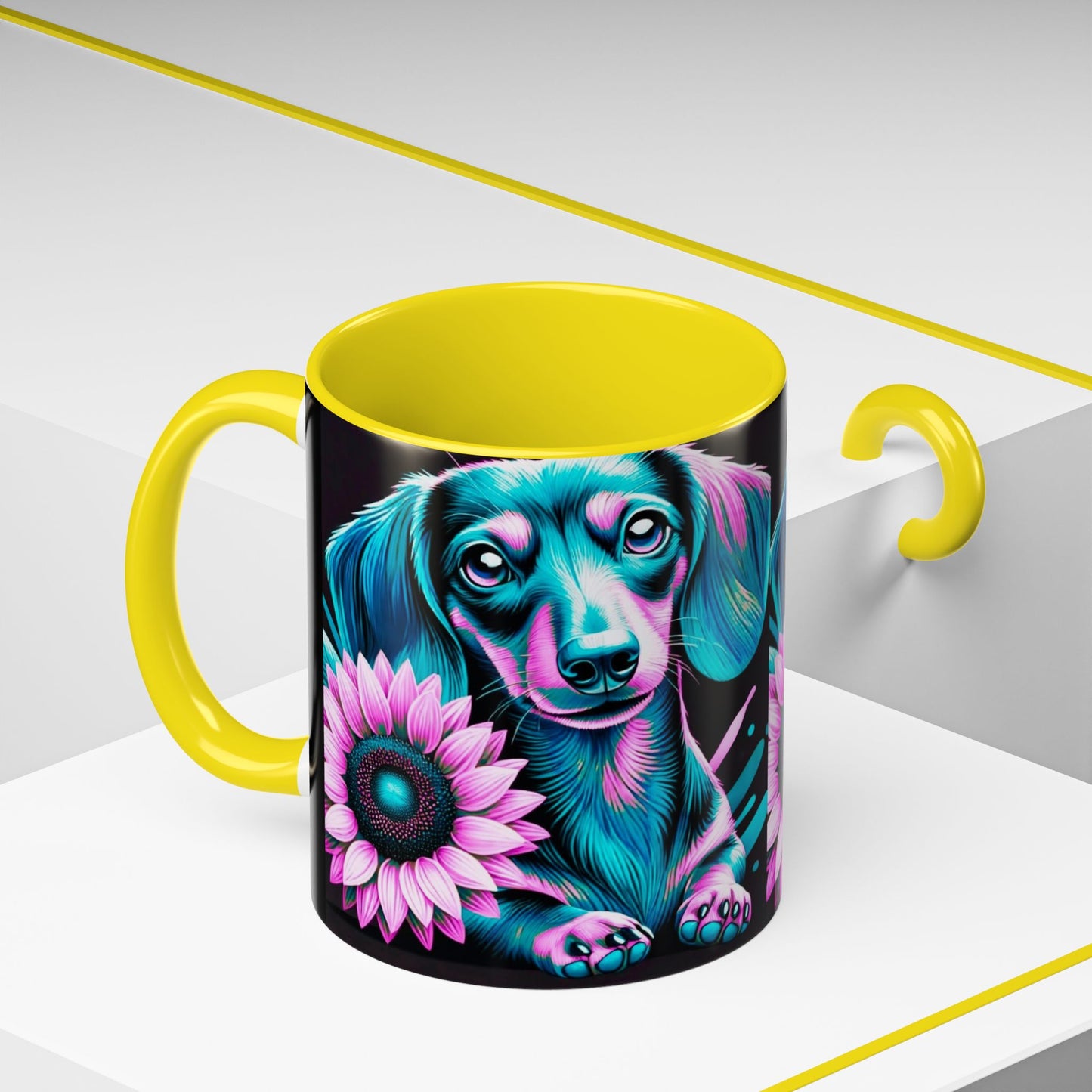 Dachshund Flower Mug Accent Coffee Mug (11, 15oz)