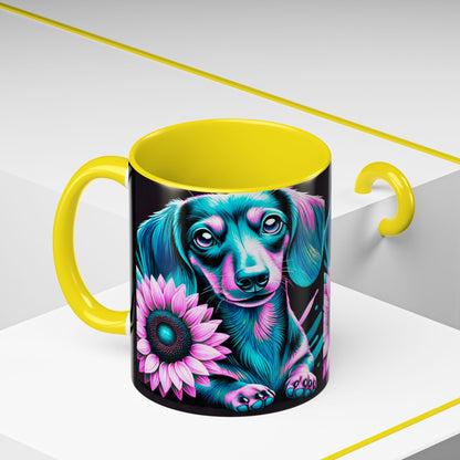 Dachshund Flower Mug Accent Coffee Mug (11, 15oz)