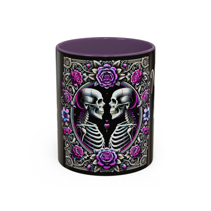 Mr & Mrs Skeleton Flower Accent Coffee Mug (11, 15oz)