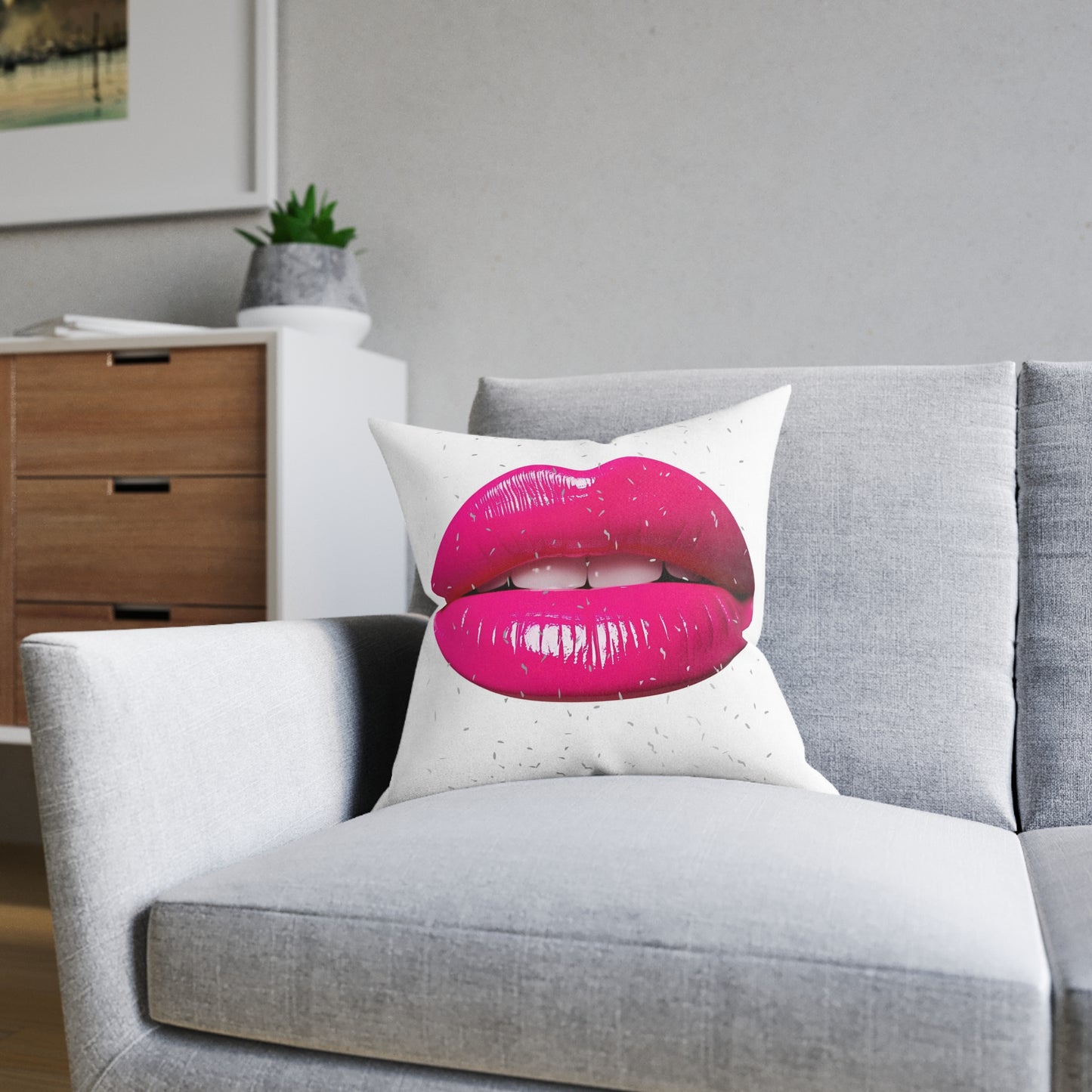 Bold Lips Decorative Cushion, Makeup Lover Gift, Modern Home Decor, Chic Cushion, Bedroom Accent, Lip Art Decor