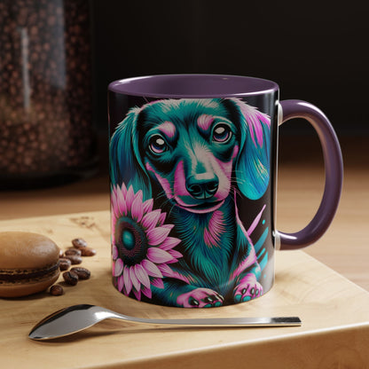 Dachshund Flower Mug Accent Coffee Mug (11, 15oz)