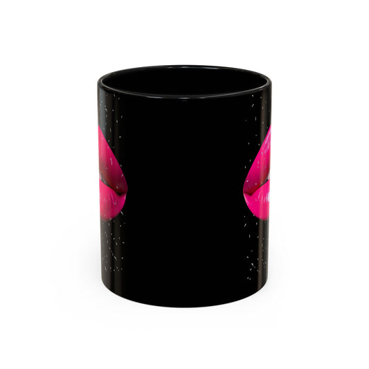 Pink Lips Glitter Black Accent Coffee Mug (11, 15oz)
