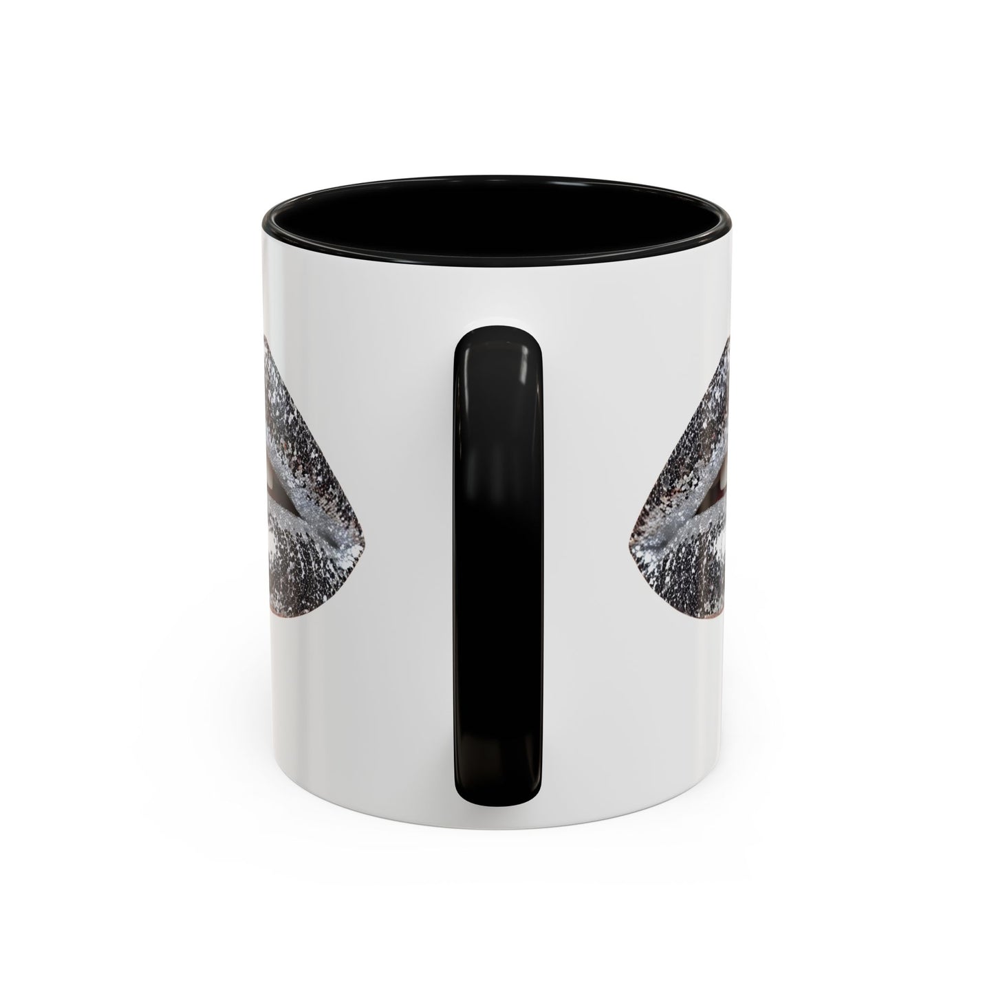 Silver Glitter Lips Accent Coffee Mug (11, 15oz)