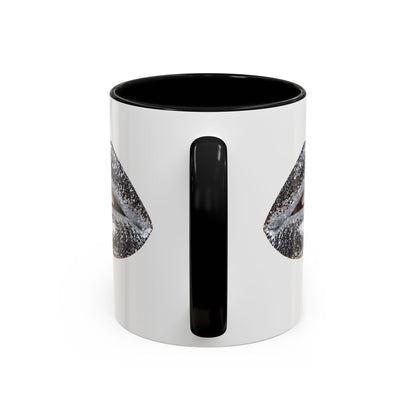 Silver Glitter Lips Accent Coffee Mug (11, 15oz)