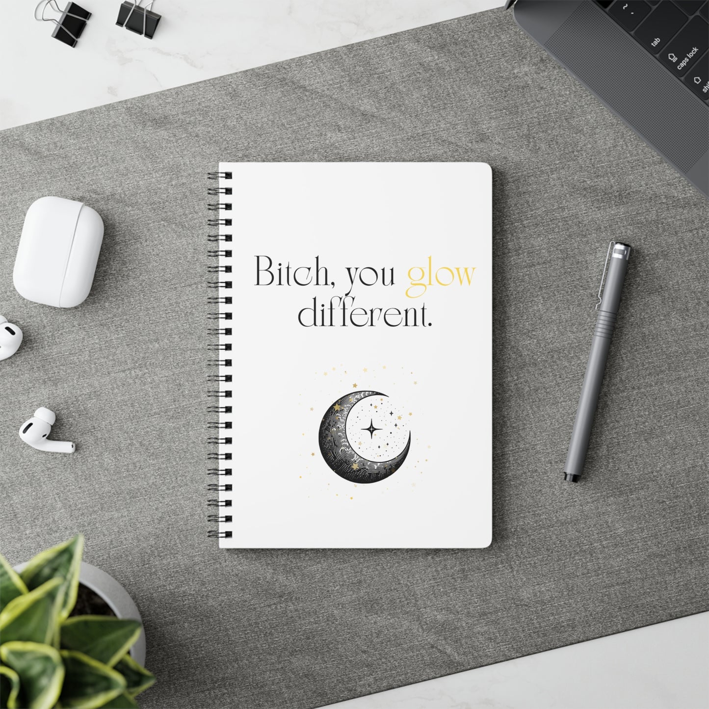 Glowing Inspirational Notebook, Perfect for Journaling, Gifts for Friends, Self-Care, Motivational Quotes, A5 Wirobound Journal