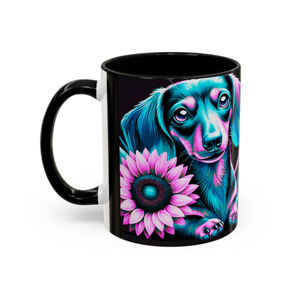 Dachshund Flower Mug Accent Coffee Mug (11, 15oz)