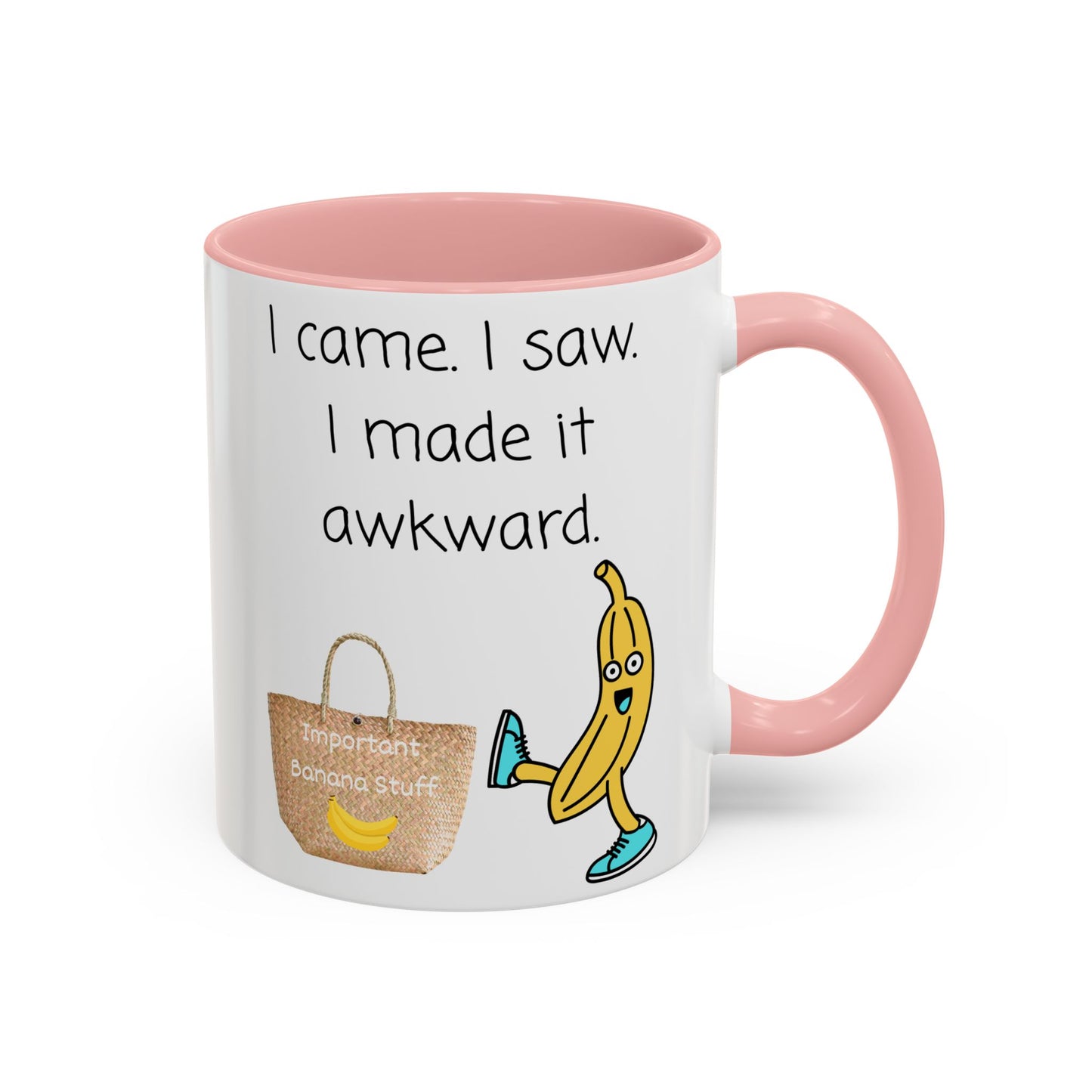 I came I Saw Whimsical Banana Accent Coffee Mug - Perfect for Gifting, Kitchen Decor, Funny Office Mug, Banana Lover Gift, Playful Drinkware