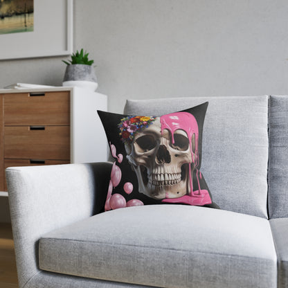 Edgy Floral Skull Cushion, Decorative Throw Cushion, Unique Home Decor, Goth | Halloween Accent, Gift for Friends, Cosy Living Room
