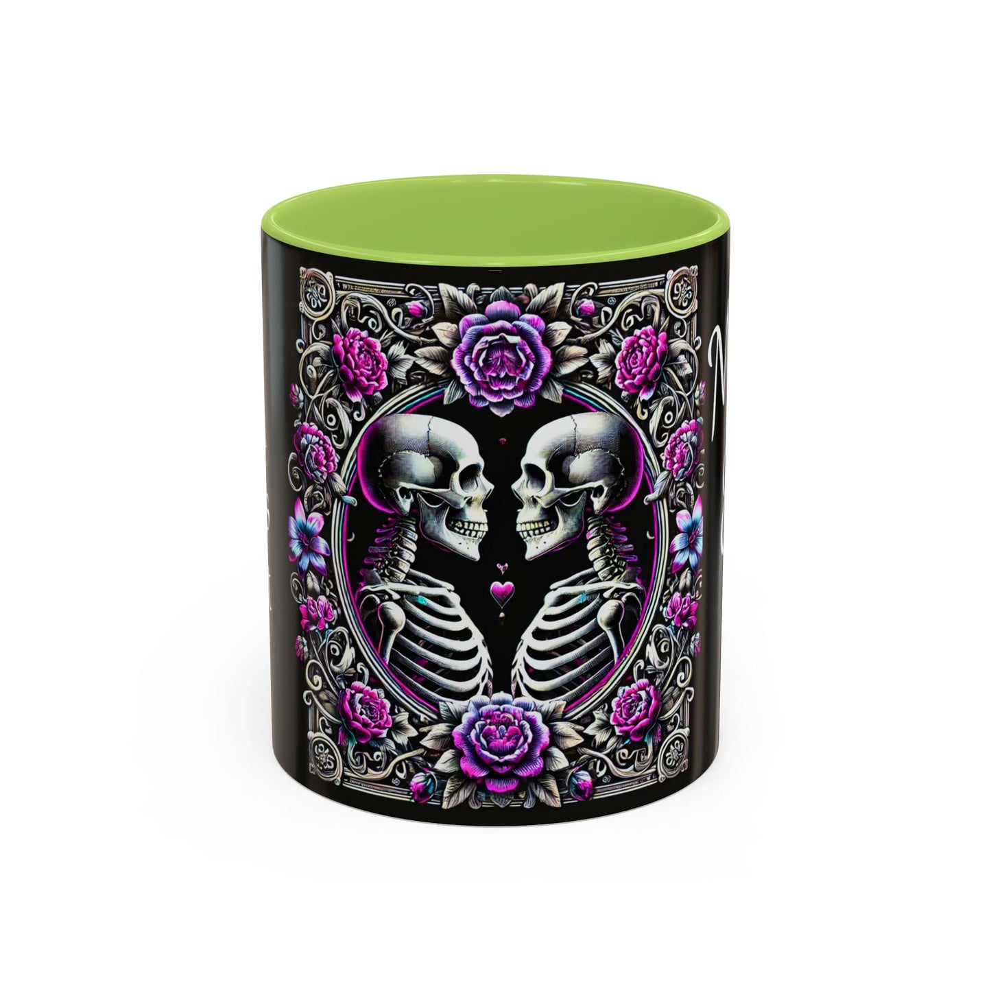 Mr & Mrs Skeleton Flower Accent Coffee Mug (11, 15oz)