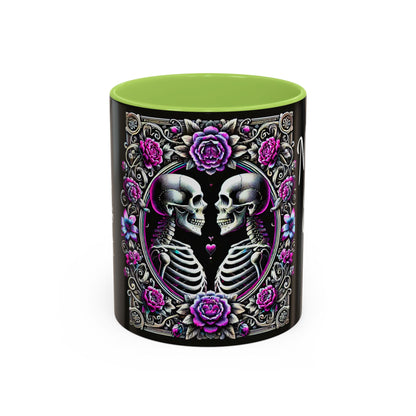 Mr & Mrs Skeleton Flower Accent Coffee Mug (11, 15oz)