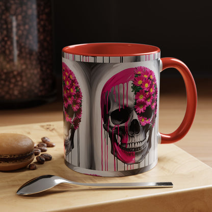 Skeleton Flower Paint Accent Coffee Mug (11, 15oz)
