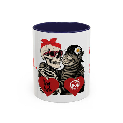 Romantic Skull & Cat Coffee Mug - Perfect for Cat Lovers