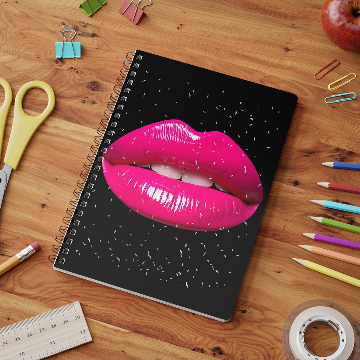 Glam Lip Wirobound Notebook, A5 Journal for Creatives, Stylish Sketchbook, Unique Gift for Artists, Trendy Office Supplies, Perfect [...]