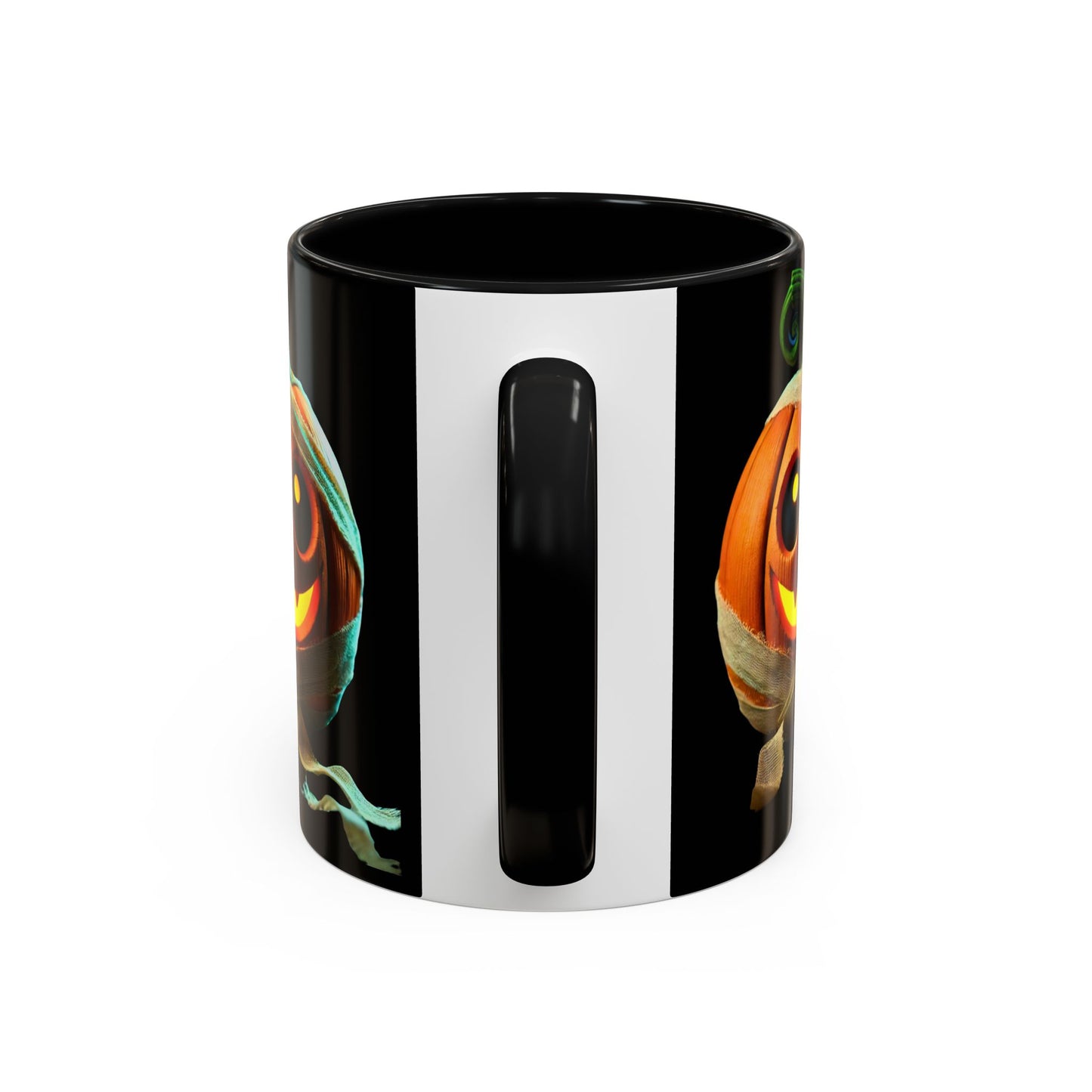 Black Spooky Pumpkin Wrap Accent Coffee Mug (11, 15oz)