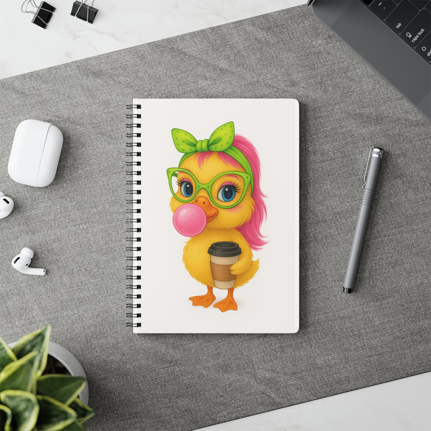 Cute Duck Illustration Notebook, A5 Softcover Journal for Students, Gift for Kids, Note-taking, Diary, School Supplies