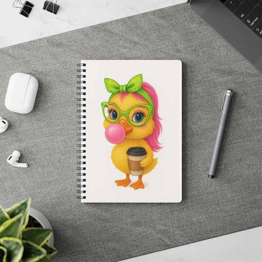 Cute Duck Illustration Notebook, A5 Softcover Journal for Students, Gift for Kids, Note-taking, Diary, School Supplies