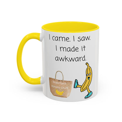 I came I Saw Whimsical Banana Accent Coffee Mug - Perfect for Gifting, Kitchen Decor, Funny Office Mug, Banana Lover Gift, Playful Drinkware