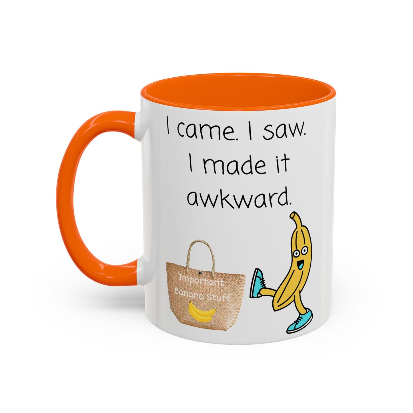 I came I Saw Whimsical Banana Accent Coffee Mug - Perfect for Gifting, Kitchen Decor, Funny Office Mug, Banana Lover Gift, Playful Drinkware