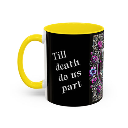 Mr & Mrs Skeleton Flower Accent Coffee Mug (11, 15oz)