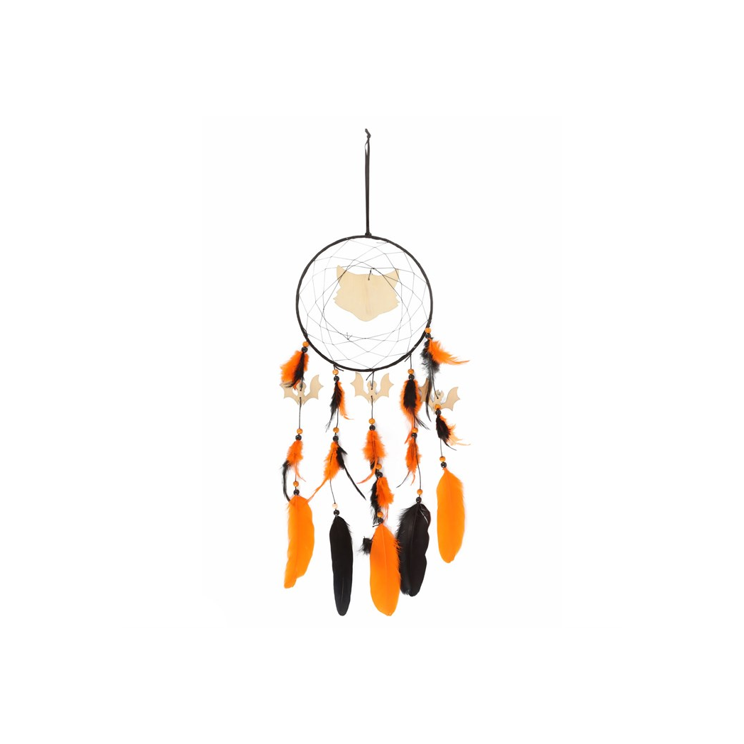 Black Cat Halloween Dreamcatcher – Spooky Wall Decoration