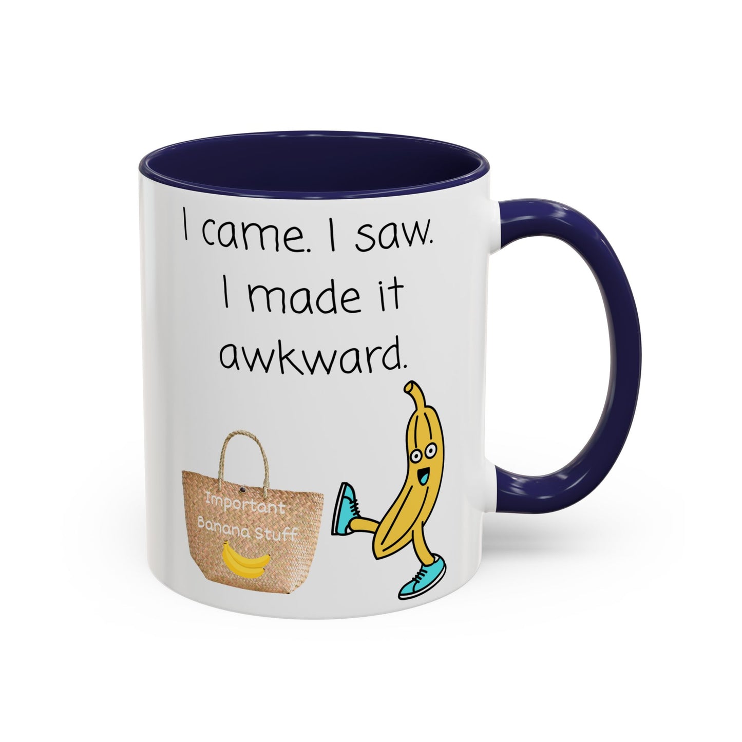 I came I Saw Whimsical Banana Accent Coffee Mug - Perfect for Gifting, Kitchen Decor, Funny Office Mug, Banana Lover Gift, Playful Drinkware