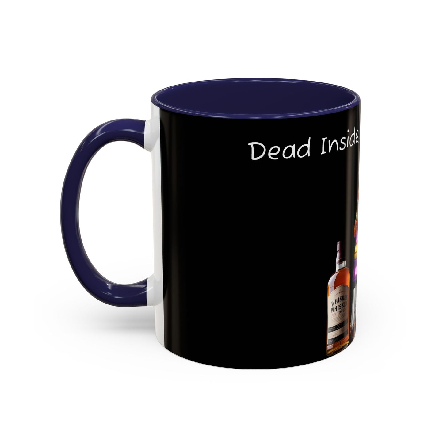 Dead Inside but still fancy Rainbow Skeleton Top Hat Whiskey Accent Coffee Mug (11, 15oz)