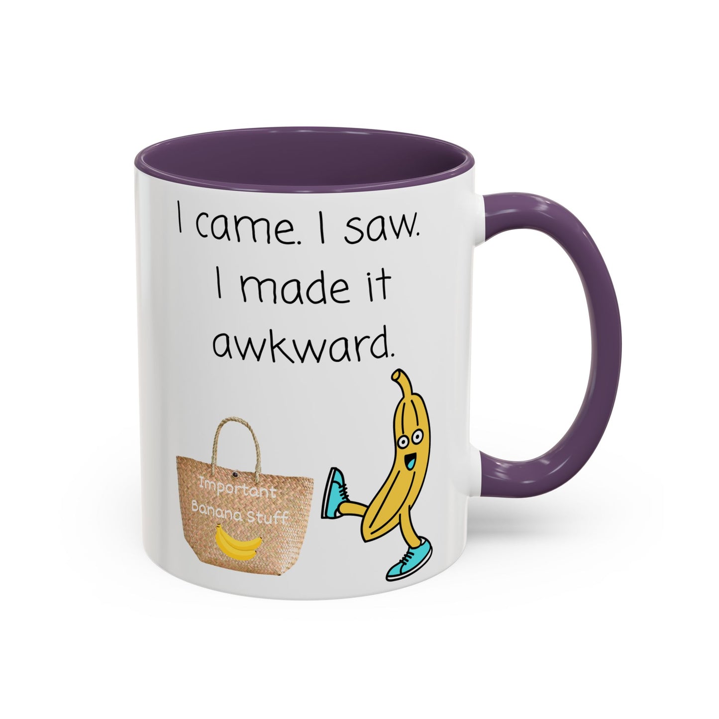 I came I Saw Whimsical Banana Accent Coffee Mug - Perfect for Gifting, Kitchen Decor, Funny Office Mug, Banana Lover Gift, Playful Drinkware