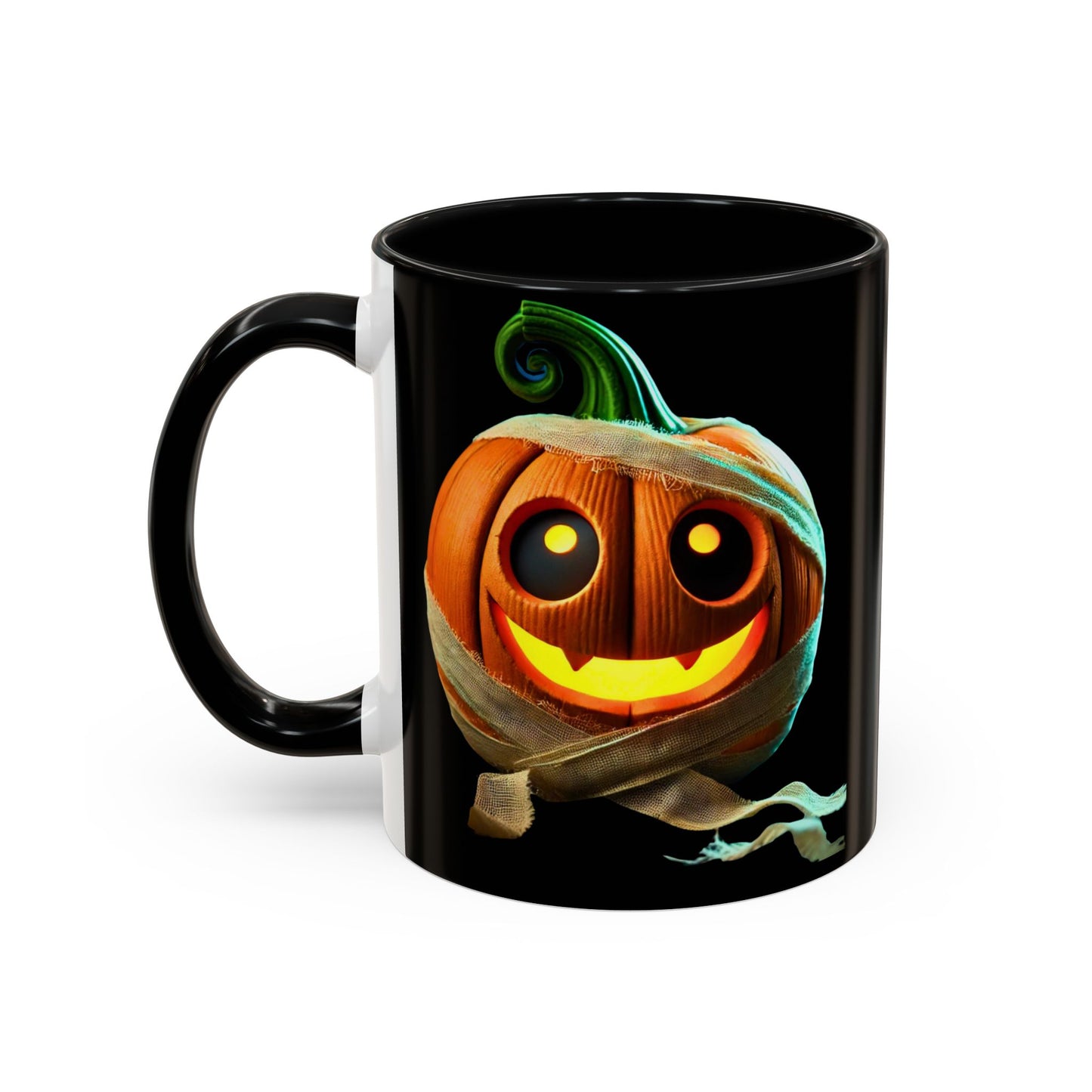 Black Spooky Pumpkin Wrap Accent Coffee Mug (11, 15oz)