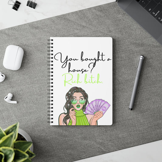 Chic Wirobound Notebook, Quote Journal, Stylish Planner, Gift for Her, A5 Softcover Writing Pad, Office or School Essentials