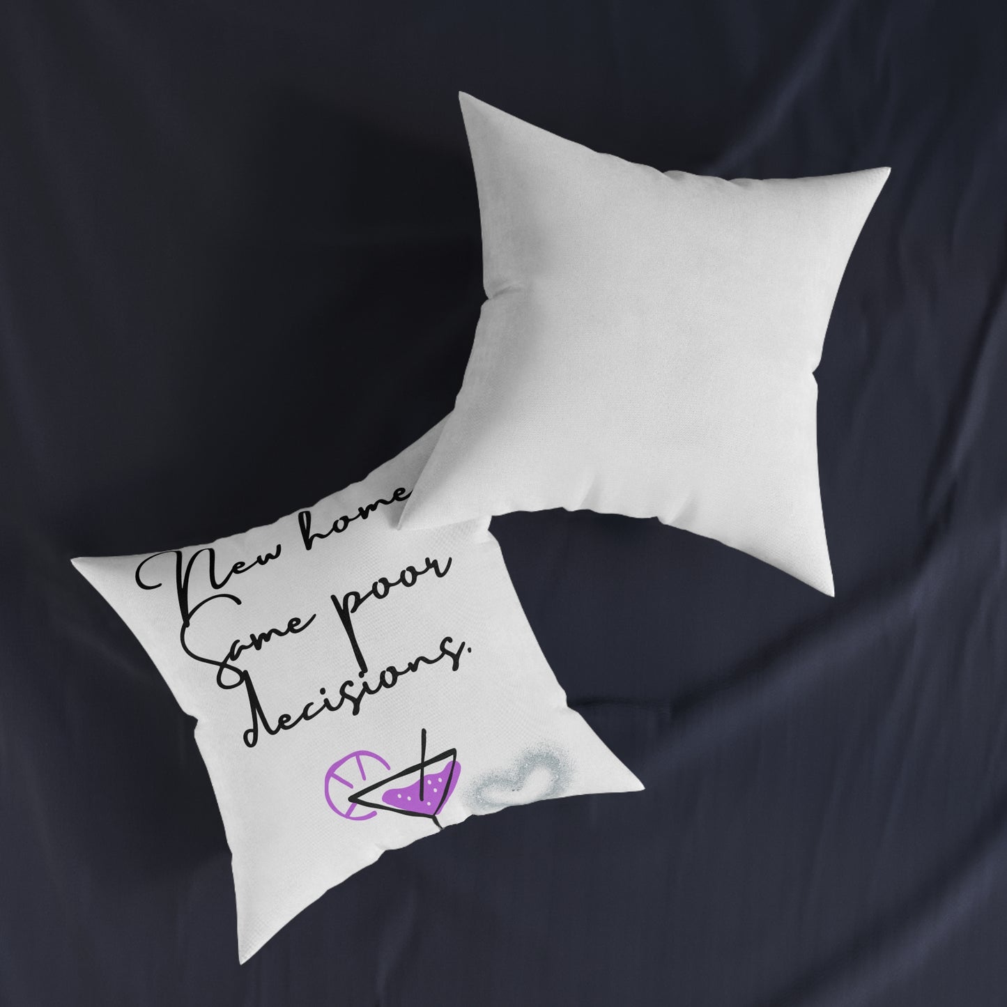 New Home, Same Poor Decisions Square Cushion | Cosy Home Decor, Fun Gift, Housewarming Present, Quirky Accent Cushion