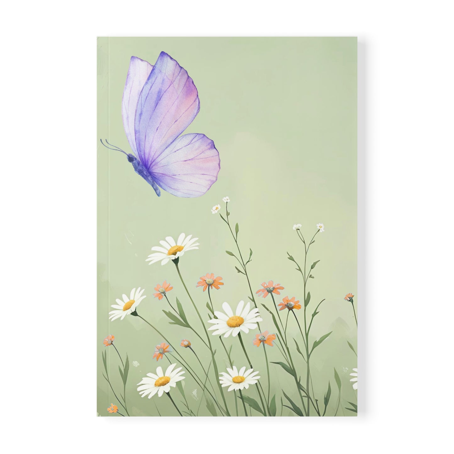 Dreamy Floral Softcover Notebook, Journal for Nature Lovers, Butterfly Design, Creative Writing, Gift for Students, A5 Size