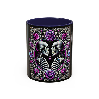Mr & Mrs Skeleton Flower Accent Coffee Mug (11, 15oz)