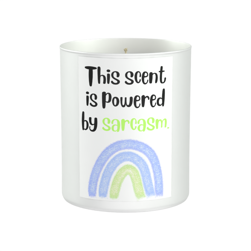 This Scent Is Powered By Sarcasm 200g White candle ‘Sandy Bay'