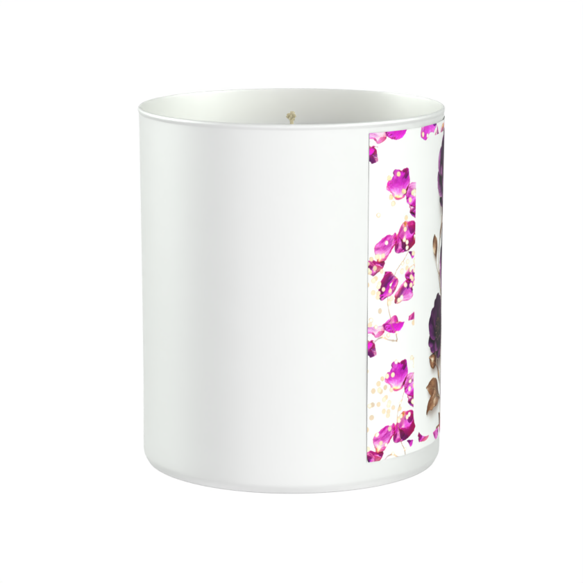 Purple and Gold Flower Design 200g White candle ‘Sandy Bay'