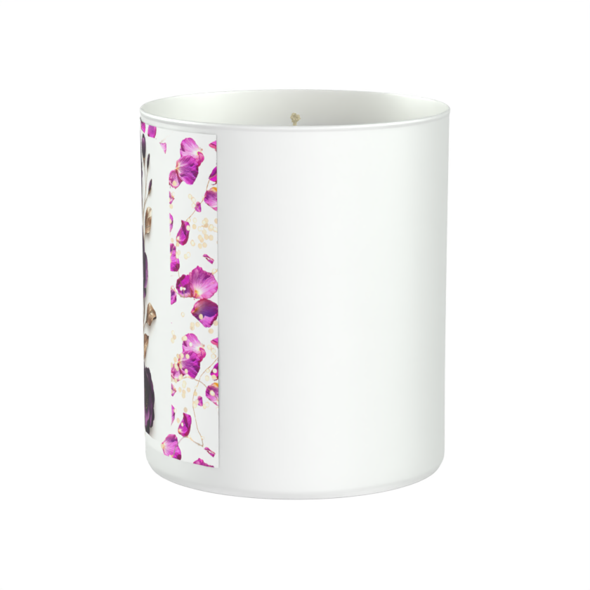 Purple and Gold Flower Design 200g White candle ‘Sandy Bay'