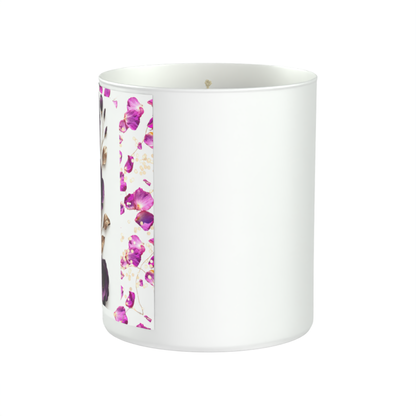 Purple and Gold Flower Design 200g White candle ‘Sandy Bay'