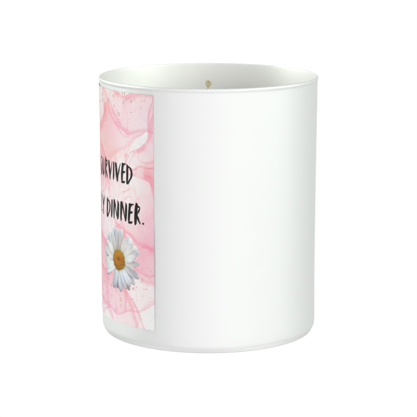 Smells Like I Survived Another Family Dinner 200g White candle ‘Sandy Bay'