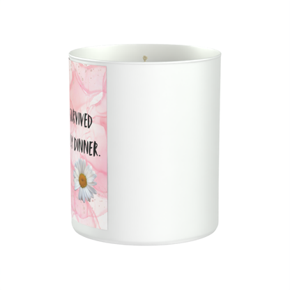 Smells Like I Survived Another Family Dinner 200g White candle ‘Sandy Bay'