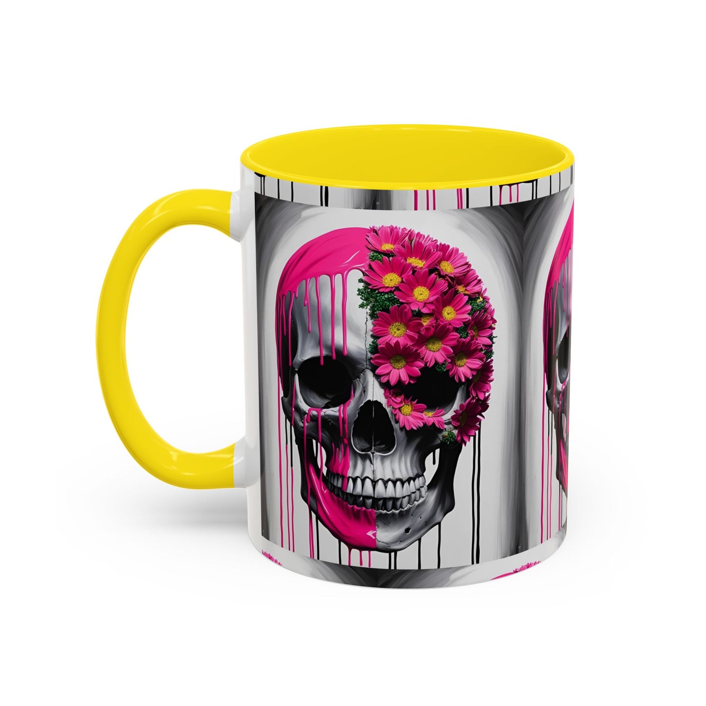 Skeleton Flower Paint Accent Coffee Mug (11, 15oz)