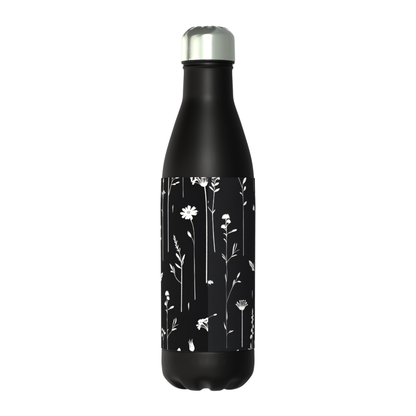 Monochrome Wildflower Bottle - Classic 50cl Thermos Black Bottle