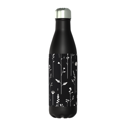 Monochrome Wildflower Bottle - Classic 50cl Thermos Black Bottle