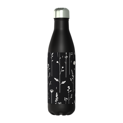 Monochrome Wildflower Bottle - Classic 50cl Thermos Black Bottle