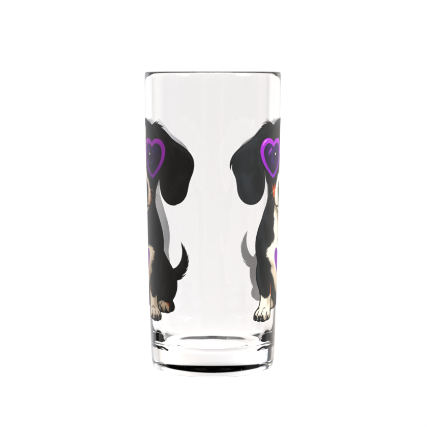 Cool Pup with Purple Hearts Highball Glass