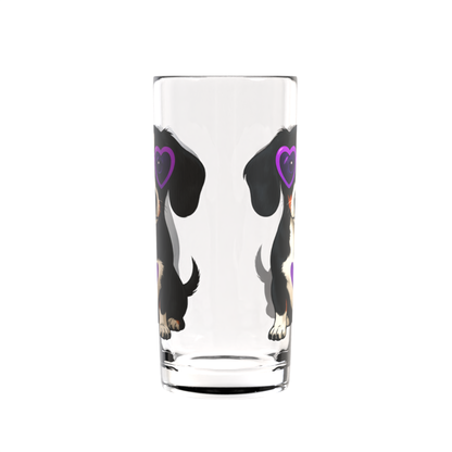 Cool Pup with Purple Hearts Highball Glass