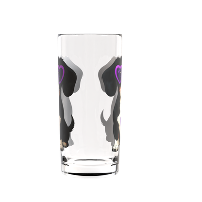 Cool Pup with Purple Hearts Highball Glass