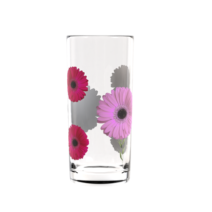 Pink Gerbera Trio Highball Glass