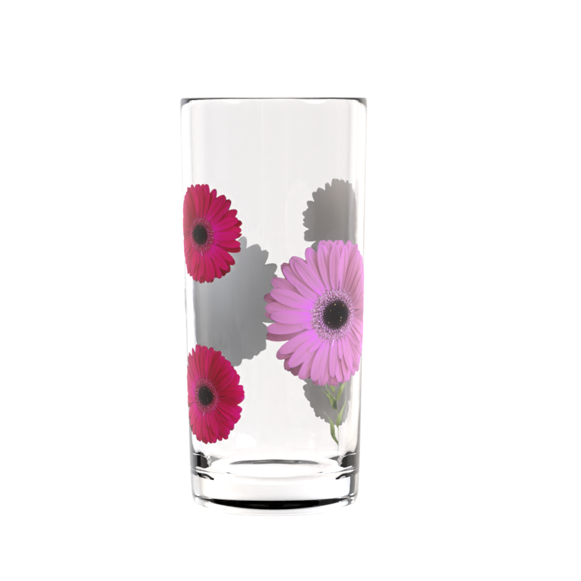 Pink Gerbera Trio Highball Glass