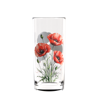 Red Poppy Watercolour Highball Glass