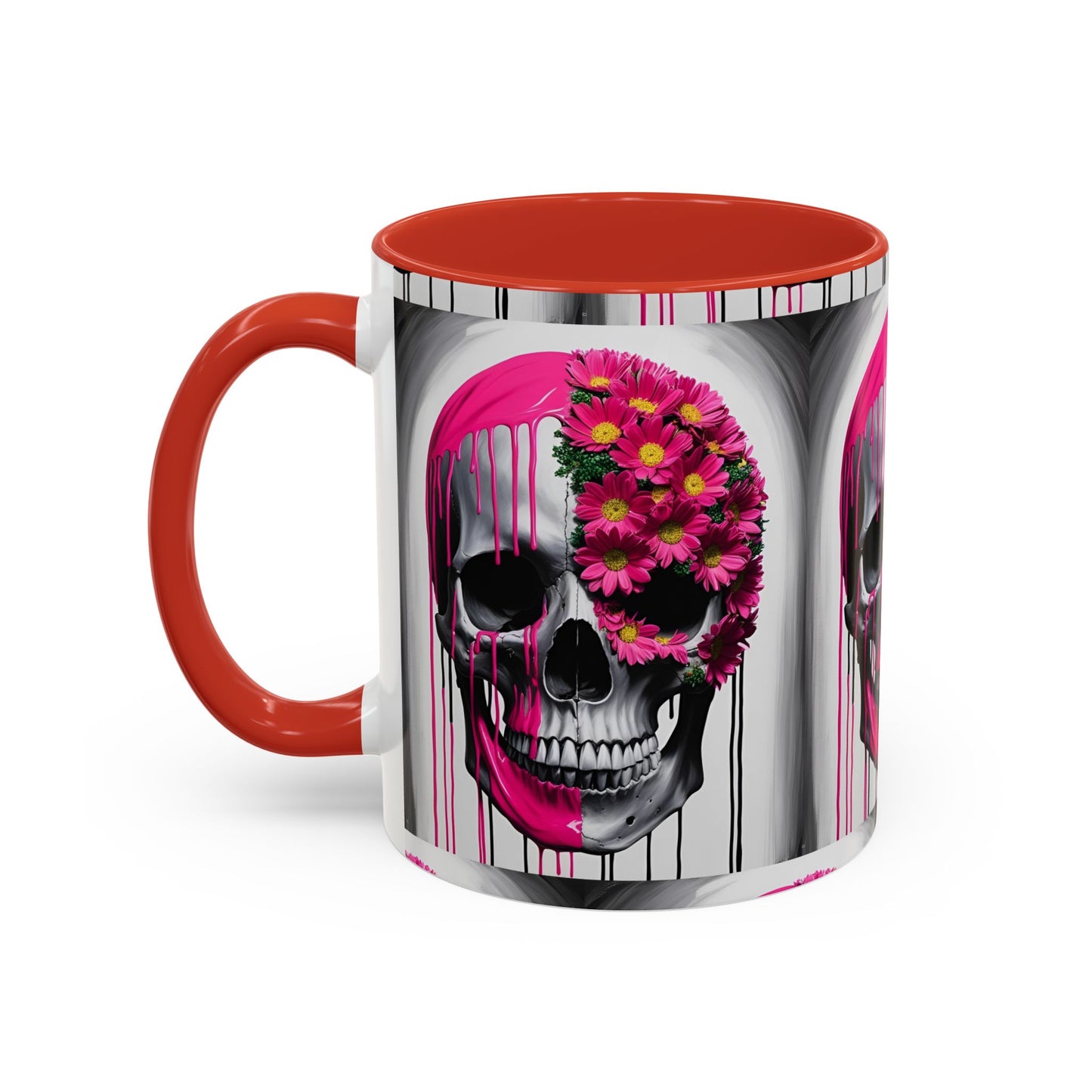 Skeleton Flower Paint Accent Coffee Mug (11, 15oz)